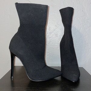 Steve Madden Black Stretch Sock Stiletto Ankle Boots
